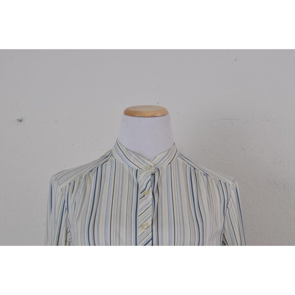 Vintage 70s Mockneck Button up Secretary Blouse‎ - Picture 4 of 10